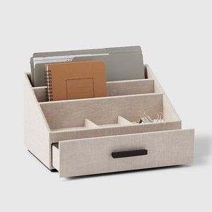 Marie Kondo Harmony Linen Desktop Organizer With Drawer and Letter Tray